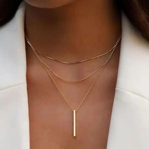 14K Gold filled pendant bar lariat necklace